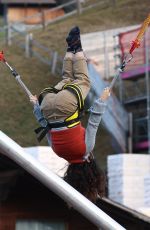 SALMA HAYEK on a Bungee Trampoline in Gstaad 01/01/2023