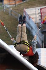 SALMA HAYEK on a Bungee Trampoline in Gstaad 01/01/2023