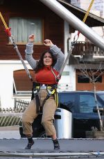 SALMA HAYEK on a Bungee Trampoline in Gstaad 01/01/2023