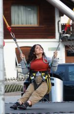 SALMA HAYEK on a Bungee Trampoline in Gstaad 01/01/2023