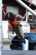 SALMA HAYEK on a Bungee Trampoline in Gstaad 01/01/2023