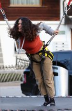 SALMA HAYEK on a Bungee Trampoline in Gstaad 01/01/2023