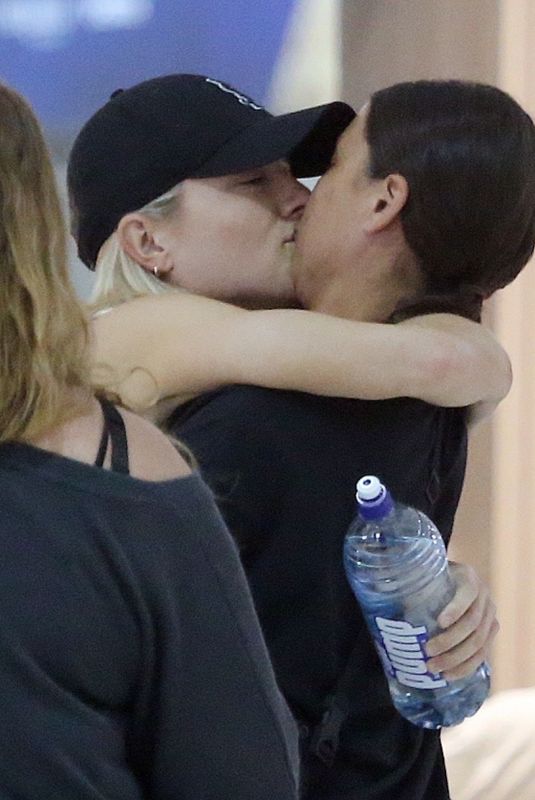 SAMANTHA KERR and KRISTIE MEWIS at Perth Airport 01/04/2023