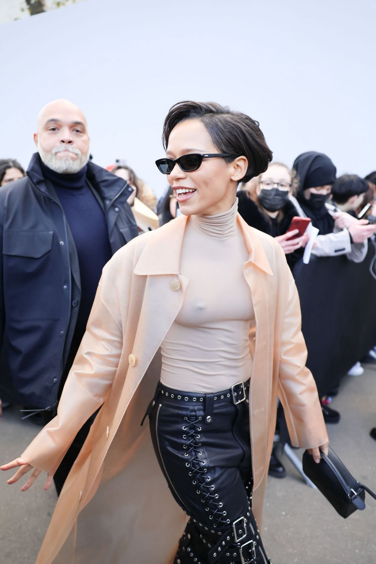TAYLOR RUSSELL Arrives at Loewe Menswear Fallwinter 20232024 Show in