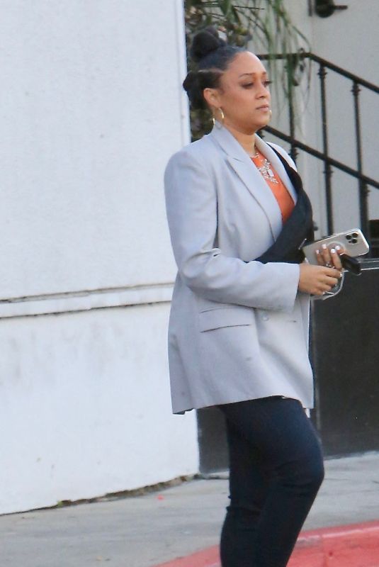TIA MOWRY Leaves a Business Meeting in Los Angeles 01/05/2023