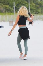 VICTORIA SILVSTEDT Enjoying a Quick Beach Workout in Miami 01/13/2023