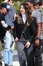 ALISON BRIE and Danny Pudi Filming a Skit for Carpool Karaoke in Los Angeles 02/03/2023