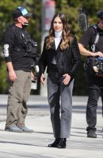 ALISON BRIE and Danny Pudi Filming a Skit for Carpool Karaoke in Los Angeles 02/03/2023