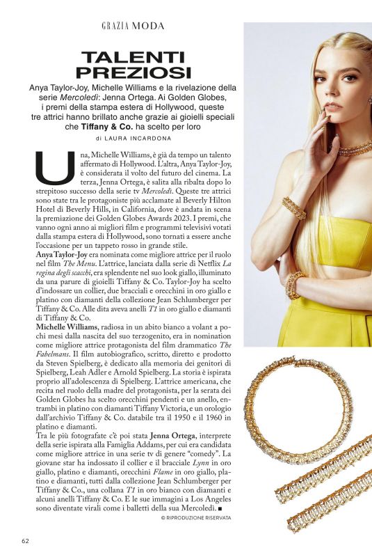 ANYA TAYLOR-JOY in Grazia Magazine, January 2023
