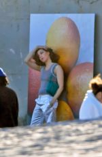 AUNBREY PLAZA at a Photoshoot on the Beach in Malibu 02/12/2023