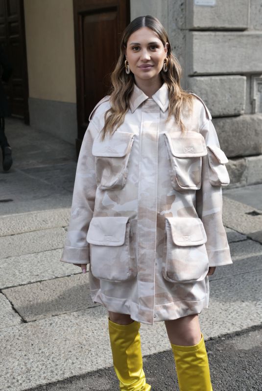 BEATRICE VALLI Arrives at Ermanno Scervino Fashion Show in Milan 02/25/2023
