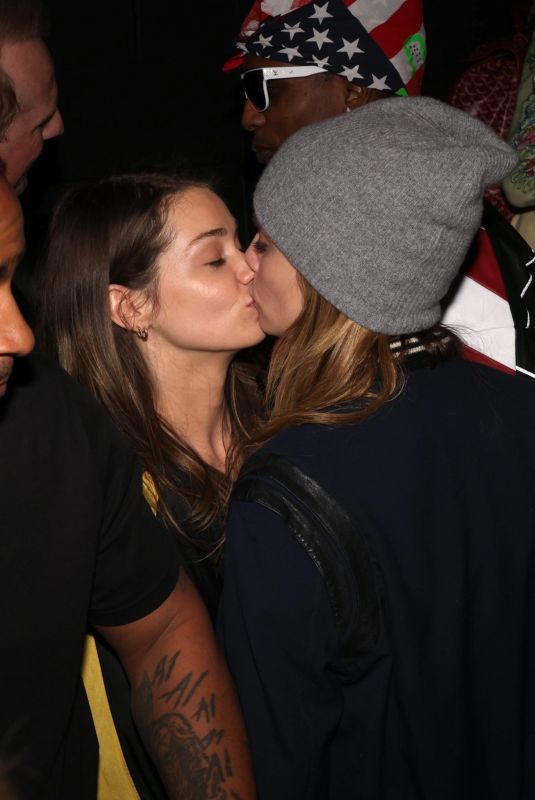 CARA DELEVINGNE and MINKE Kissing at A$AP Rocky