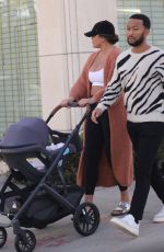 CHRISSY TEIGEN and John Legend Out with Their Baby in West Hollywood 02/12/2023