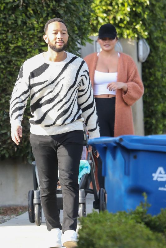 CHRISSY TEIGEN and John Legend Out with Their Baby in West Hollywood 02/12/2023