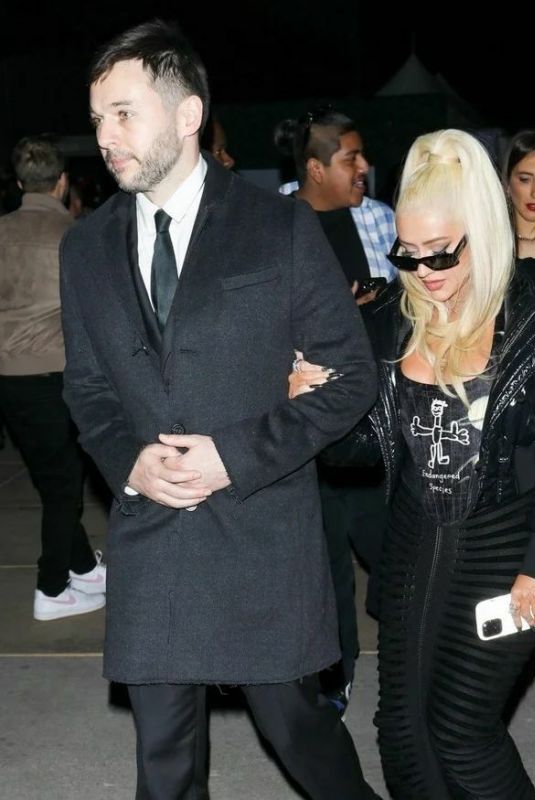 CHRISTINA AGUILERA Arrives at Drakes Superbowl Party 02/11/2023