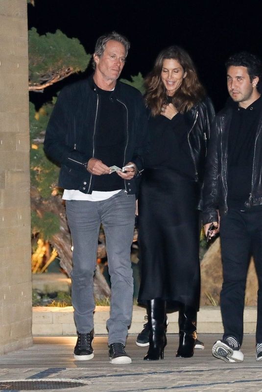 CINDY CRAWFORD and Rande Gerber Leaves Late Dinner with Friends at Nobu in Malibu 02/18/2023