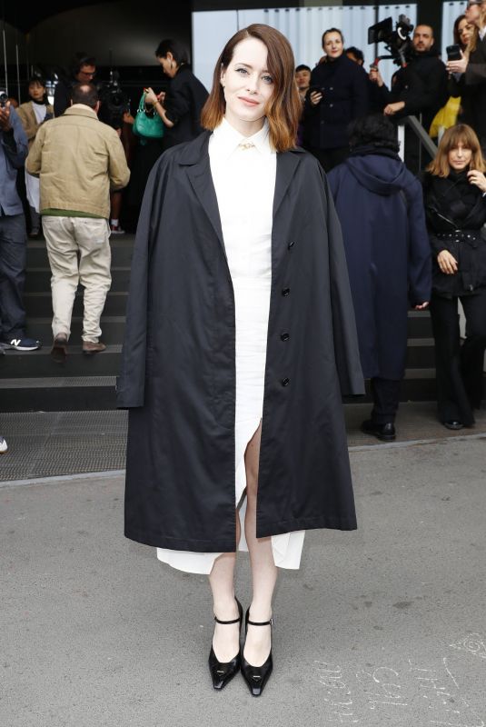 CLAIRE FOY Arrives at Prada Fashion Show at MFW in Milan 02/23/2023