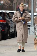 DAPHNE GROENEVELD Out with Her Dog in New York 02/12/2023