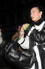DUA LIPA Leaves Chiltern Firehouse in London 02/04/2023