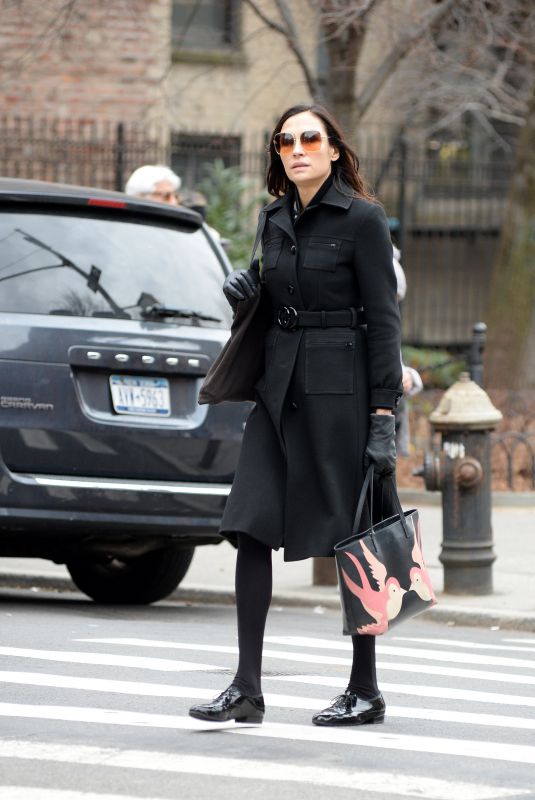 FAMKE JANSSEN Out and About in New York 02/12/2023