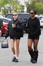 HAILEY BIEBER and JUSTINE SKYE Heading to a Gym in West Hollywood 02/18/2023
