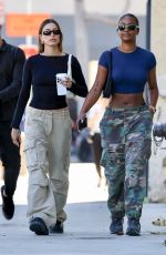 HAILEY BIEBER and JUSTINE SKYE Leaves Great White in West Hollywood 02/07/2023