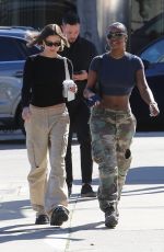 HAILEY BIEBER and JUSTINE SKYE Leaves Great White in West Hollywood 02/07/2023