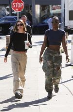 HAILEY BIEBER and JUSTINE SKYE Leaves Great White in West Hollywood 02/07/2023
