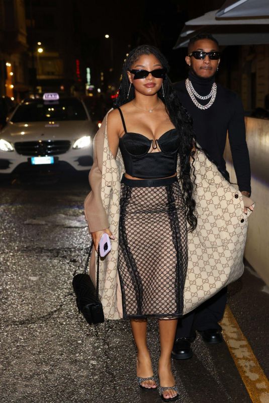 HALLE BAILEY Arrives at Gucci Afterparty in Milan 02/24/2023