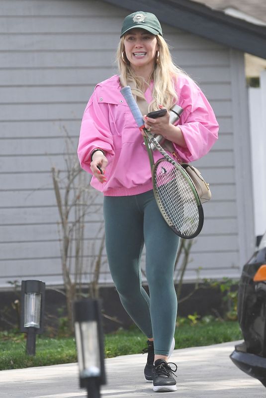 HILARY DUFF Out After Playing Tennis in Los Angeles 02/19/2023