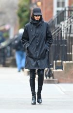 IRINA SHAYK in a Versace Coat Out in New York 02/05/2023