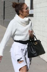 JENNIFER LOPEZ in Ripped Denim Arrives at a Dance Studio in Los Angeles 02/09/2023