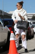 JENNIFER LOPEZ in Ripped Denim Arrives at a Dance Studio in Los Angeles 02/09/2023