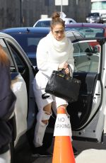 JENNIFER LOPEZ in Ripped Denim Arrives at a Dance Studio in Los Angeles 02/09/2023
