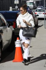 JENNIFER LOPEZ in Ripped Denim Arrives at a Dance Studio in Los Angeles 02/09/2023