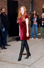 JESSICA CHASTAIN Arrives at Late Show with Stephen Colbert in New York 01/31/2023