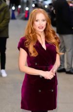 JESSICA CHASTAIN Arrives at Late Show with Stephen Colbert in New York 01/31/2023