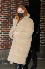 JESSICA CHASTAIN Leaves Stephen Colbert Show in New York 01/31/2023