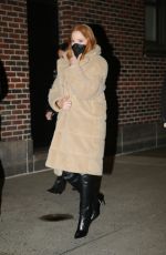 JESSICA CHASTAIN Leaves Stephen Colbert Show in New York 01/31/2023