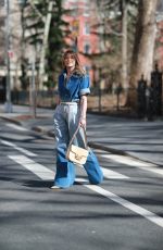 JULIANNE HOUGH in Double Denim Heading to Brandon Maxwell Fashion Show in New York 02/14/2023