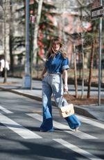 JULIANNE HOUGH in Double Denim Heading to Brandon Maxwell Fashion Show in New York 02/14/2023