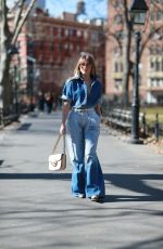 JULIANNE HOUGH in Double Denim Heading to Brandon Maxwell Fashion Show in New York 02/14/2023