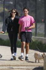 KAIA GERBER Out Walk in a Park with a Friend and Her Dog in Los Angeles 02/08/2023