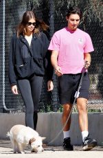 KAIA GERBER Out Walk in a Park with a Friend and Her Dog in Los Angeles 02/08/2023