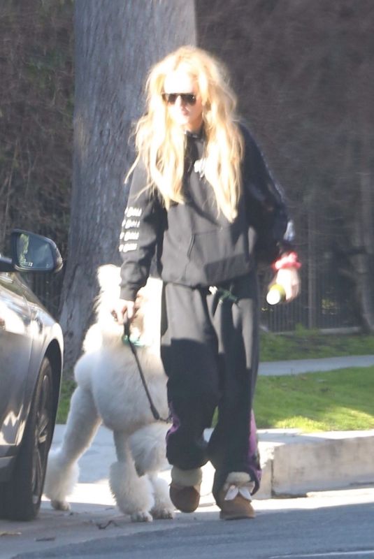 KATHRYN NEWTON Out with Her Dog in Los Angeles 02/09/2022
