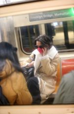 KATIE HOLMES Rides Subway to Her Matinee Performance of The Wanderers in New York 02/25/2023