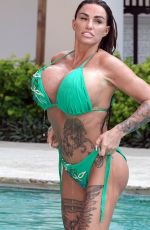 KATIE PRICE in a Green Bikini at a Pool in Thailand 02/22/2023