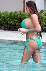KATIE PRICE in a Green Bikini at a Pool in Thailand 02/22/2023