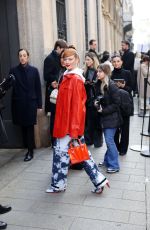 LARSEN THOMPSON Arrives at Ferrari Fashion Show at MFW in Milan 02/25/2023