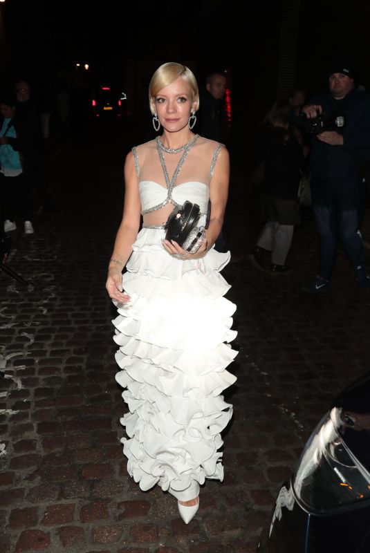 LILY ALLEN Arrives at Netflix Bafta Afterparty at Chiltern Firehouse in London 02/19/2023